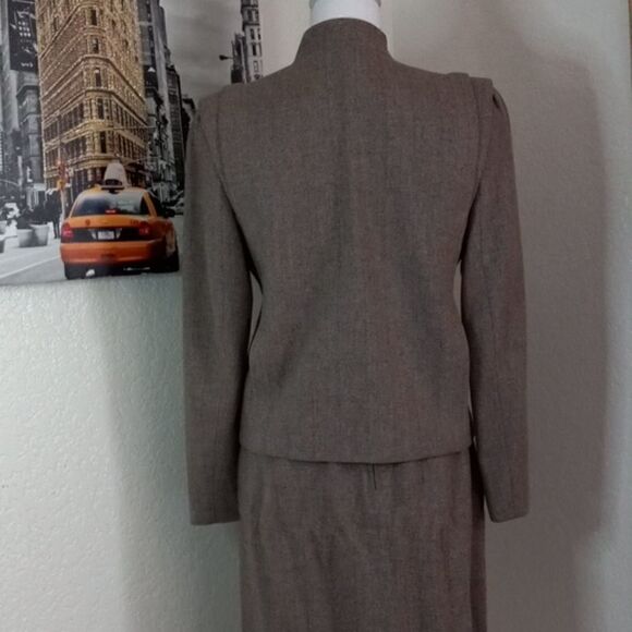 Vintage 60s Wool Skirt Suit SIZE 3/4 BROWN LINED - Picture 5 of 16